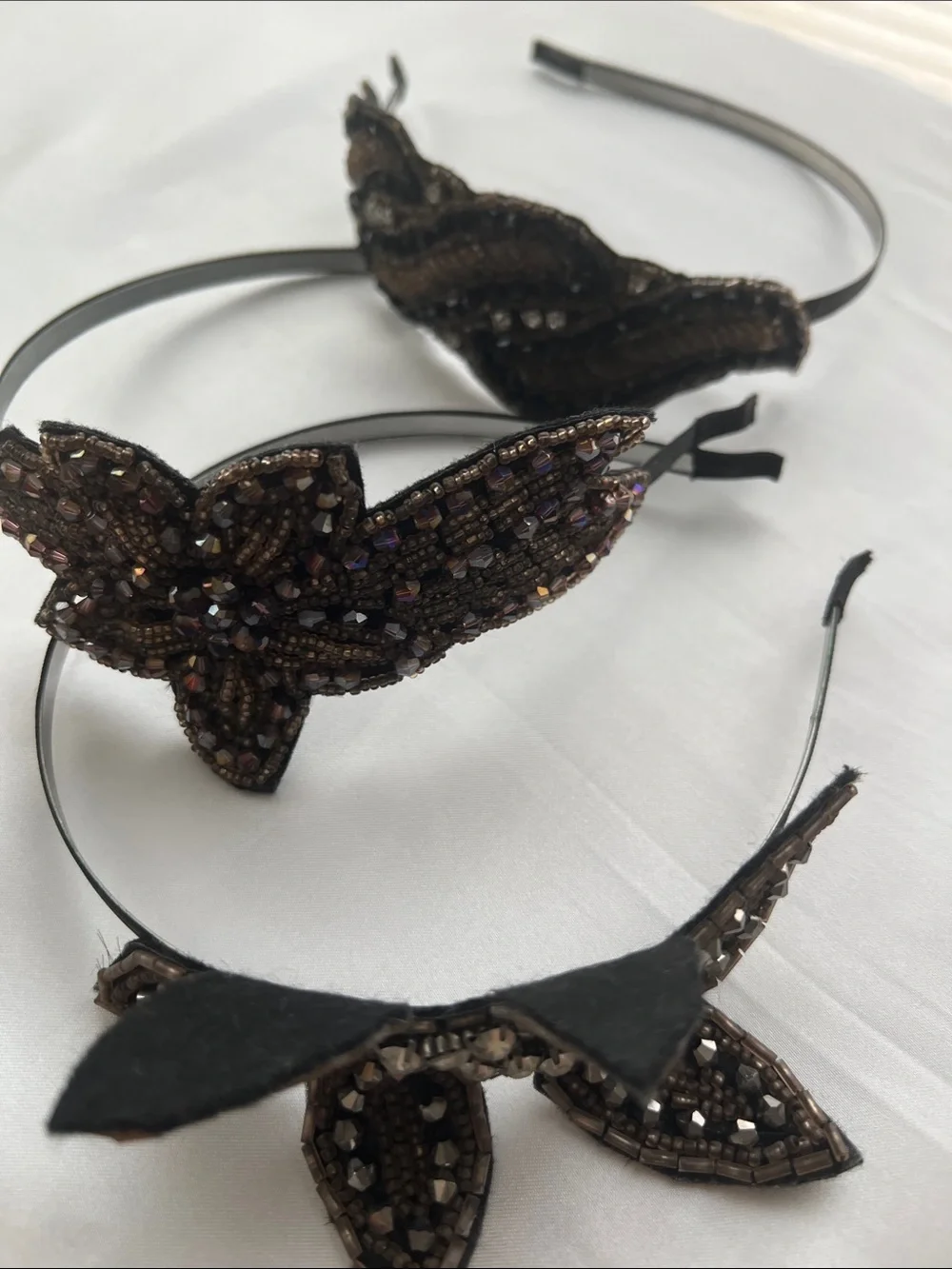 Black and Brown Beaded Butterfly Headband - Women's Hair Accessory Set of 3
